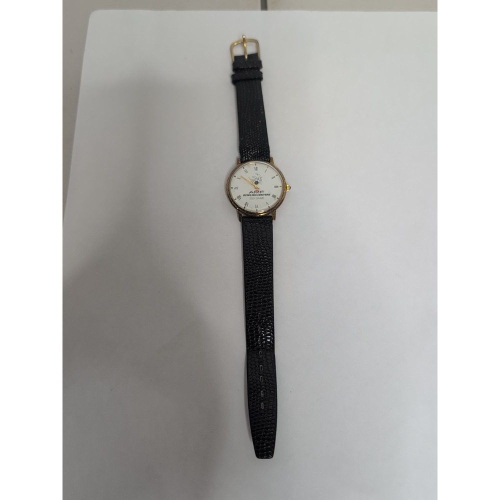 AMF Bowling Centers Wristwatch For Bowling A 300 Game Genuine Leather
